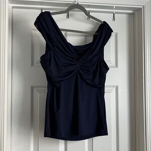 Navy Blue H&M Romantic Off Shoulder Blouse